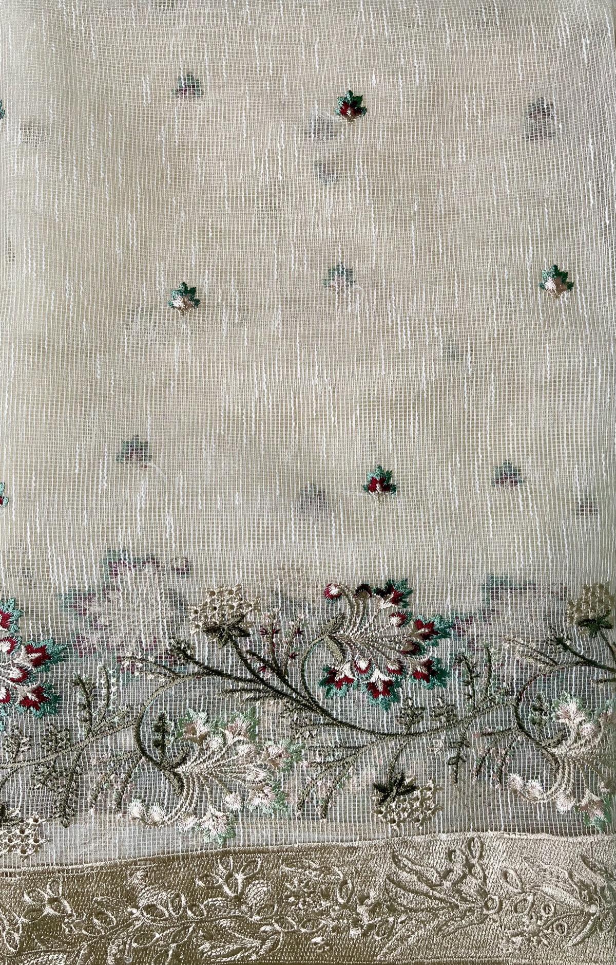 2 Piece Embroidered Net Suit Off White - Image 2