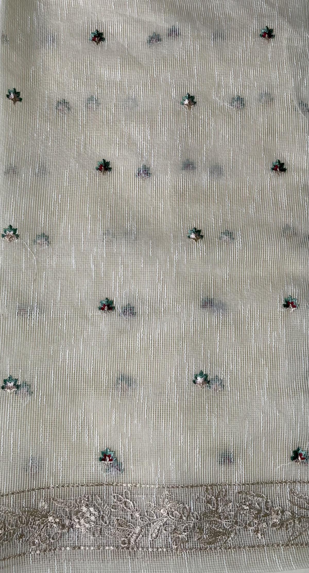 2 Piece Embroidered Net Suit Off White - Image 3