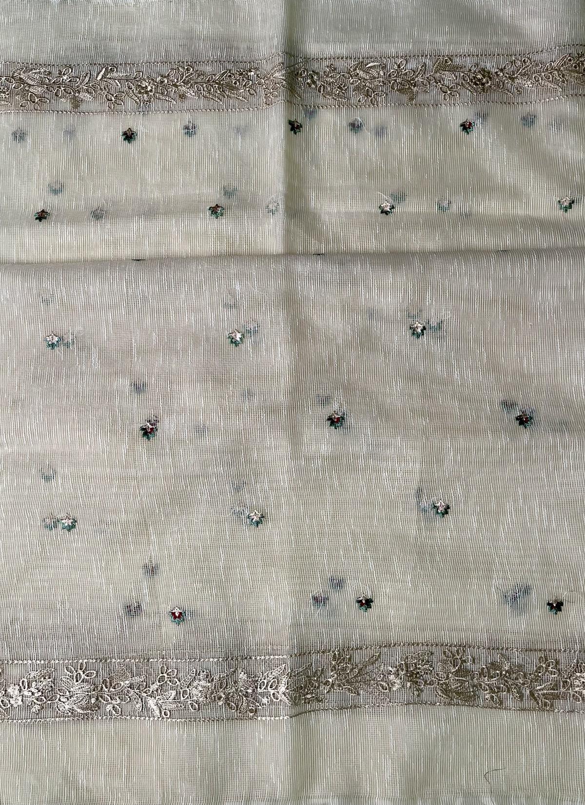 2 Piece Embroidered Net Suit Off White - Image 5