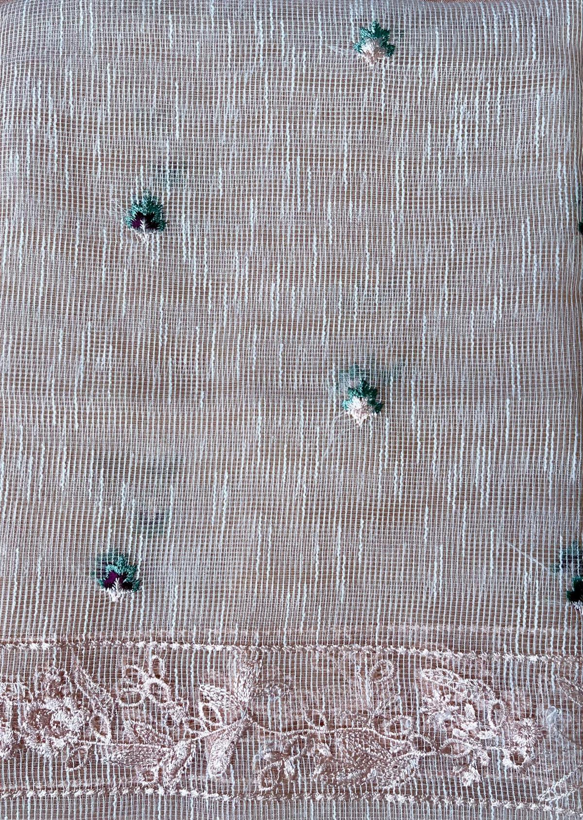 2 Piece Embroidered Net Suit Peach - Image 2