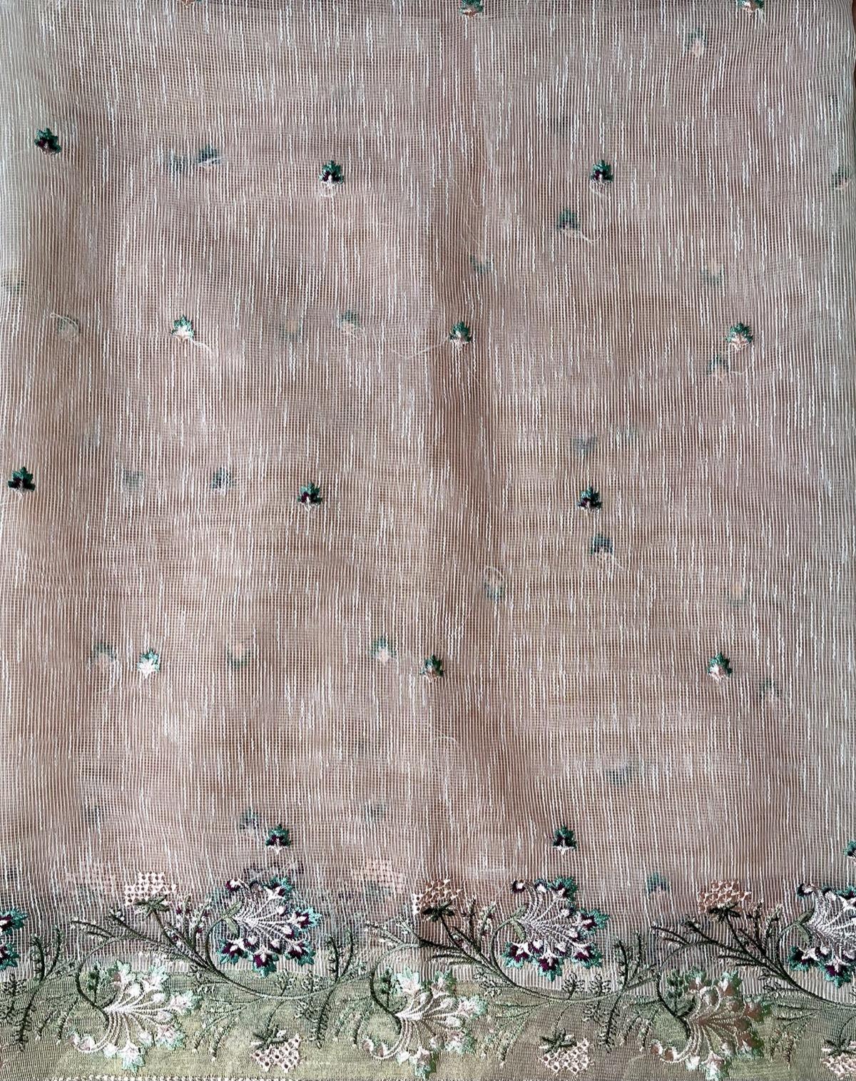 2 Piece Embroidered Net Suit Peach - Image 3