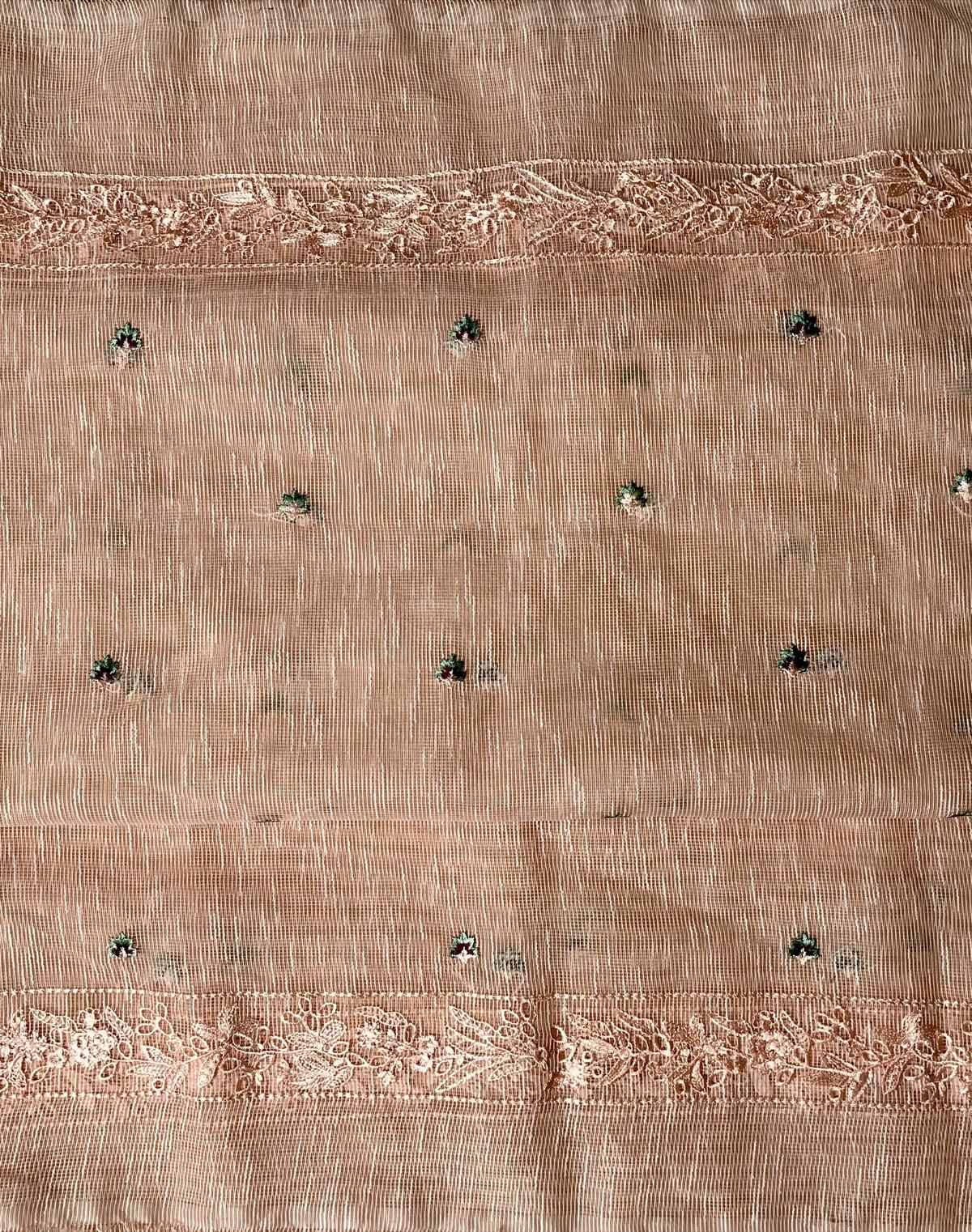 2 Piece Embroidered Net Suit Peach - Image 4