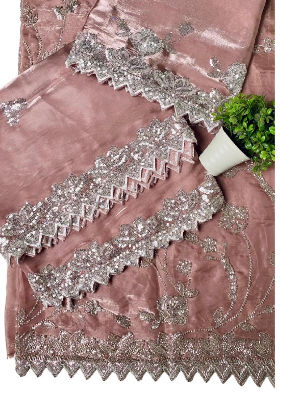 Peach Fancy Korean Turkish Dana Work Suit