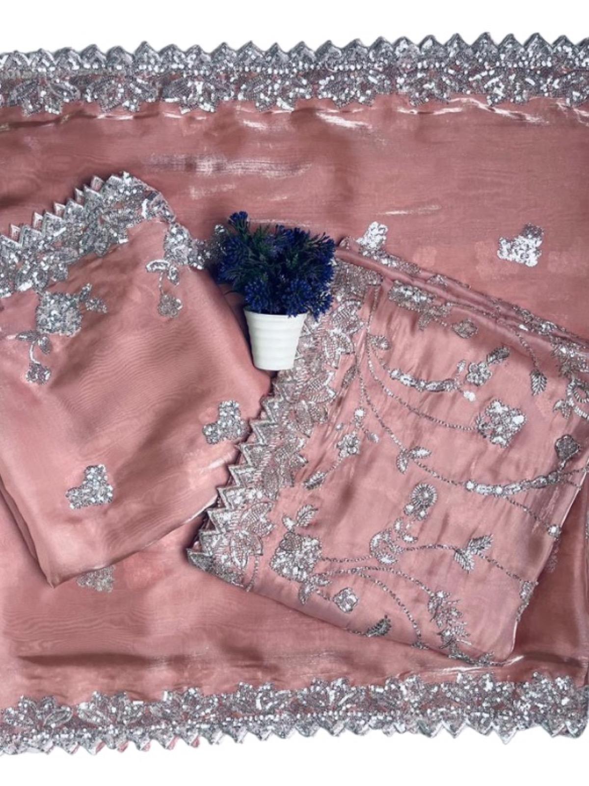 Tea Pink Fancy Korean Turkish Dana Work Suit